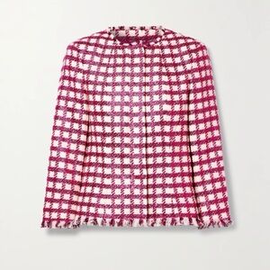 Oscar de la Renta Dark Pink and Cream Checkered Blazer